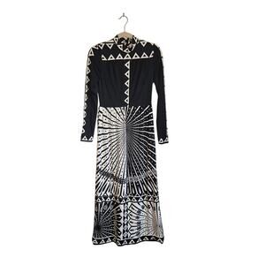 Gorgeous Vintage Cassandra Long Black & White Dress, Long Sleeve, Sz S